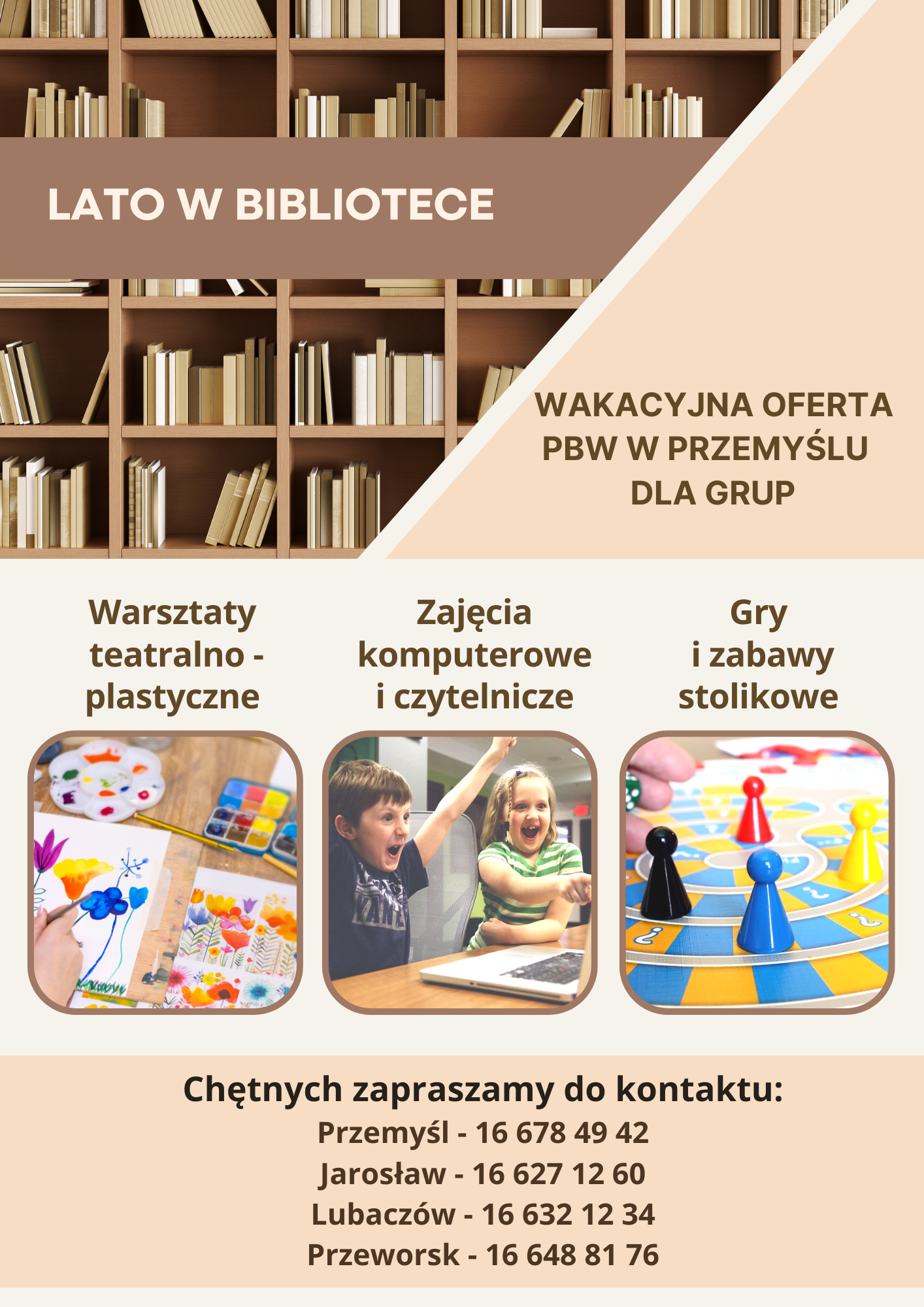 Lato w Bibliotece - plakat z ofertą
