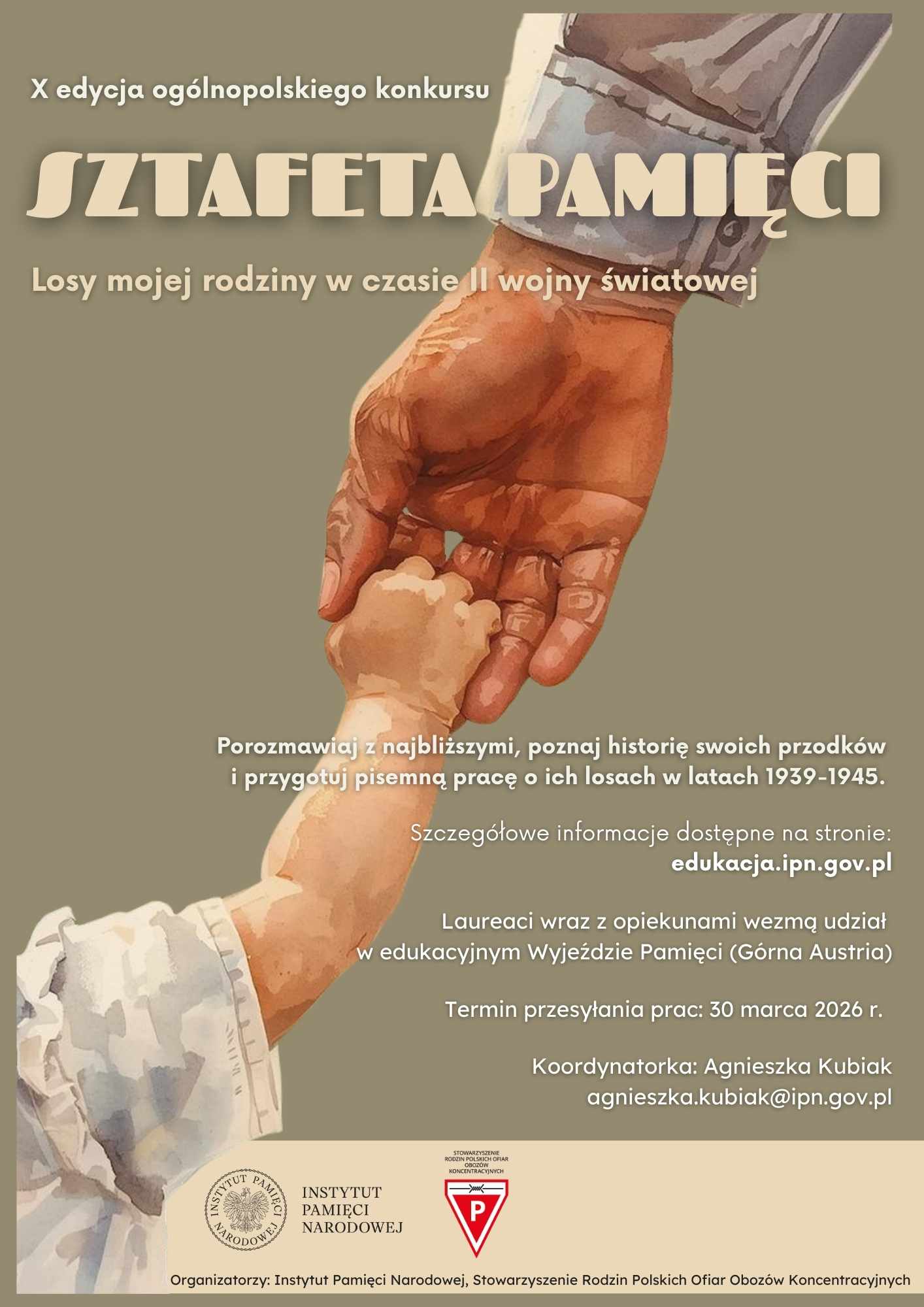 Plakat X edycji ogólnopolskiego konkursu Sztafeta Pamięci – losy mojej rodziny w czasie II wojny światowej