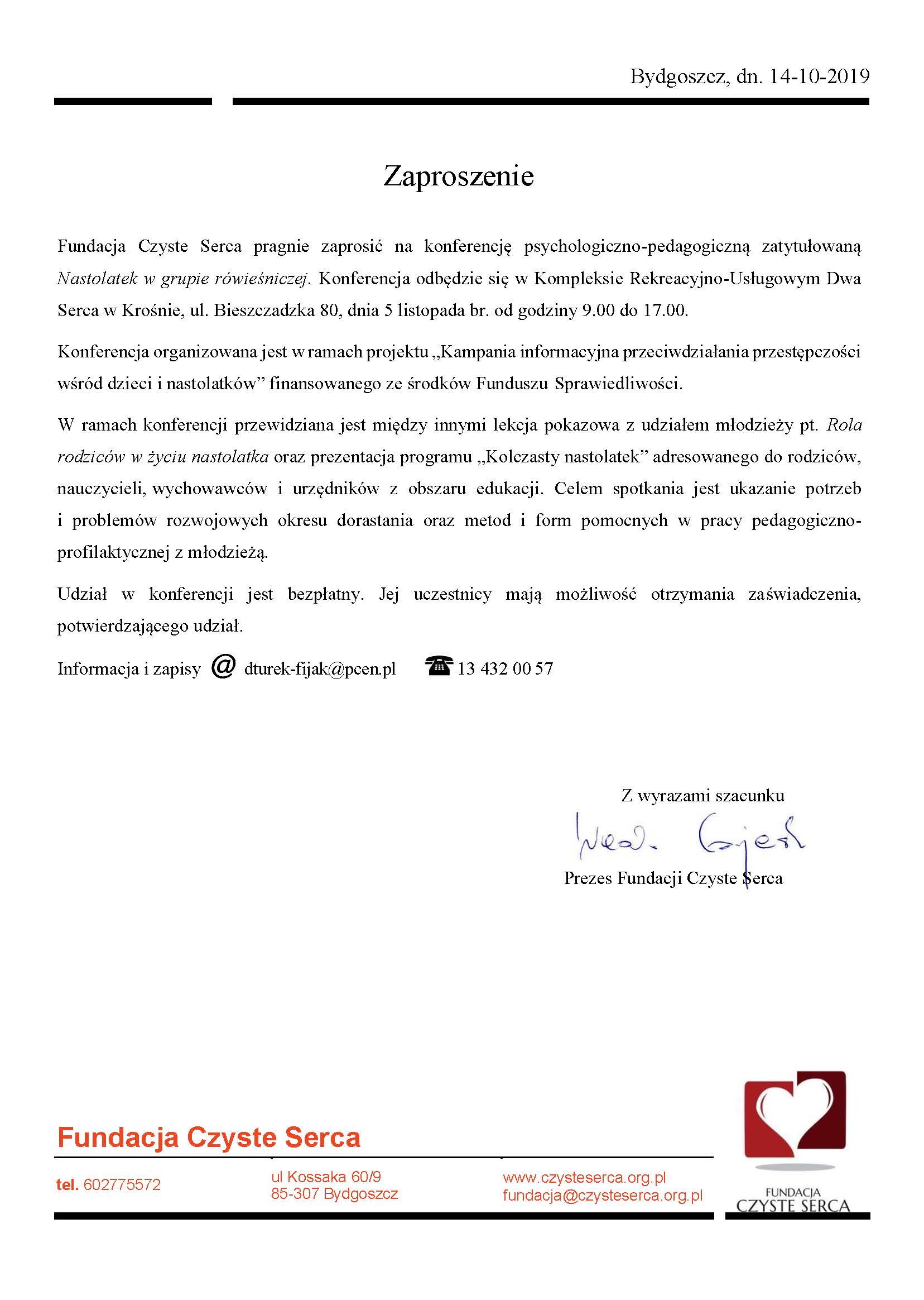 Zaproszenie Krosno