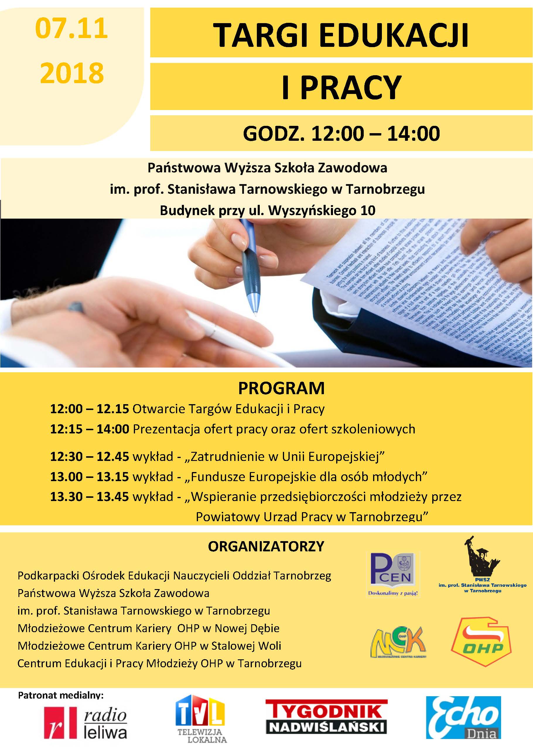 Plakat Targi Edukacji i Pracy 7.11.2018