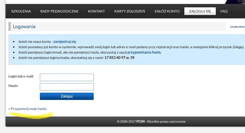 opcja hasło