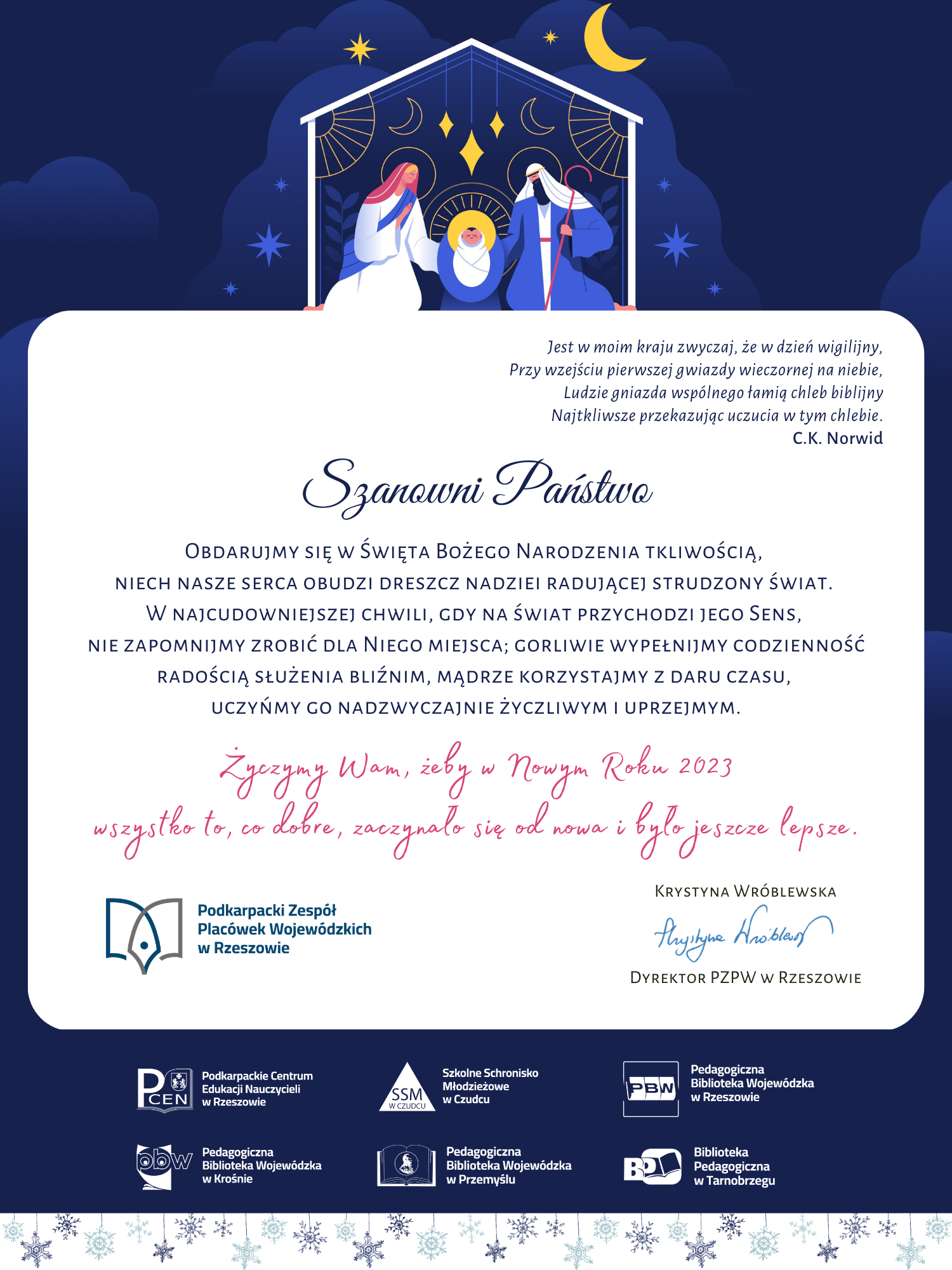 Grafika przedstawiająca życzenia z okazji Świąt Bożego Narodzenia 2022